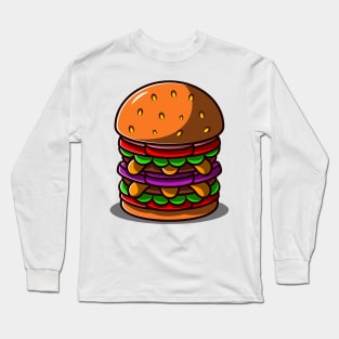 Cute Simple Burger Illustration. Long Sleeve T-Shirt